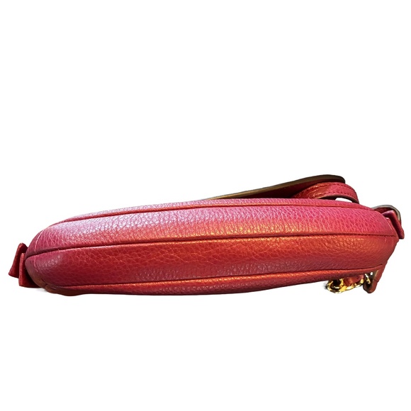 Tory Burch Harper Mini Crossbody Red Pebbled Leather Double-T Logo - Picture 3 of 5